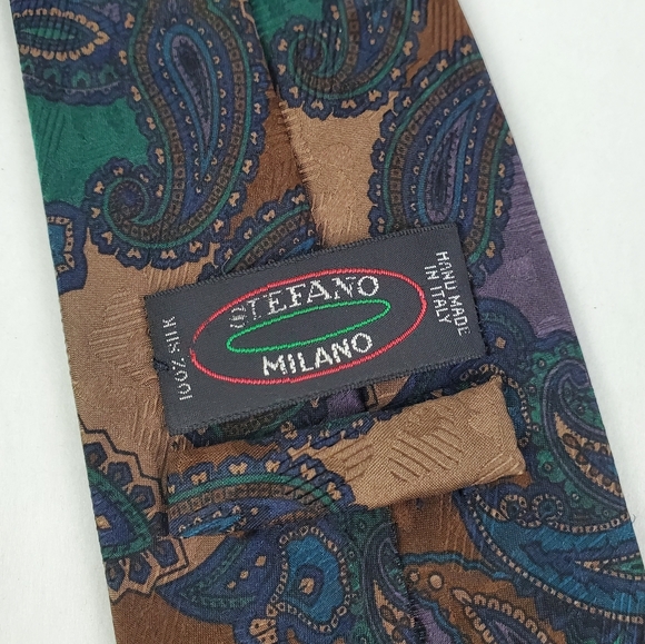 Vtg Stefano Milano Italy paisley silk tie - Picture 4 of 5